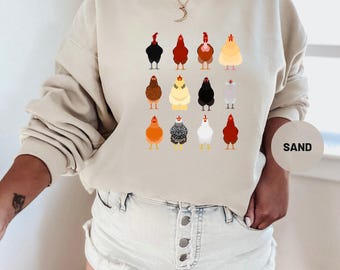 Chicken Sweatshirt, Gift For Chicken Lover, Farm Animal Hoodie, Chicken Lady Sweat, Funny Chicken Tee, Love Chickens Sweat