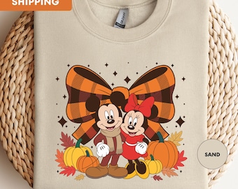 Mickey Minnie Fall Sweatshirt, Disney Pumpkin Season Sweater, Matching Family Thanksgiving Crewneck, Disney Fall Family Sweatshirt