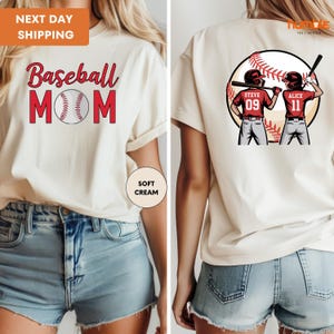 Custom Baseball Mom Shirt, Personalized Baseball Mama Shirt, Gameday Shirt, Baseball Mom Gift, Baseball Shirt With Kids Names And Number Tee