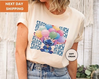 Disney Stitch Shirt, Disney Stitch Balloon T-Shirt, Stitch Disneyworld Tee, Disney Vacation Gift, Disney Castle Shirt