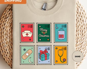 Merry Christmas Nurse Sweatshirt, Nurse Christmas Sweater, RN Xmas Crewneck, Nurse Holiday Sweatshirt, Christmas Gift For Nurse