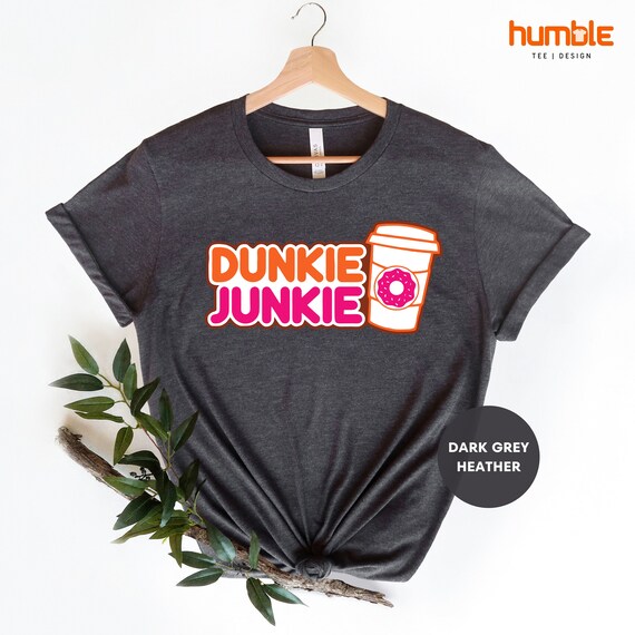 Funny Dunkie Junkie Coffee T-Shirt For Women - Casual Short Sleeve Tee, Letter Print