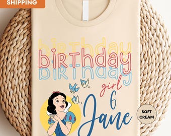 Custom Princess Birthday Girl Shirt, Disney Snow White Toddler Shirt, Disneyland Snow White Kids Shirt, Disney 2026 Girls Birthday Trip Tee