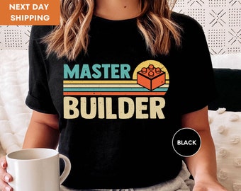 Master Builder Shirt, Building Blocks, Birthday Gift For Kids, Funny Dad T-shirt, Men Graphic Tee, Building Bricks Gift, Gift for him