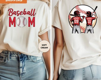 Chemise baseball personnalisée pour maman, chemise baseball personnalisée pour maman, chemise Gameday, cadeau baseball maman, chemise baseball avec noms d'enfants et t-shirt numéro