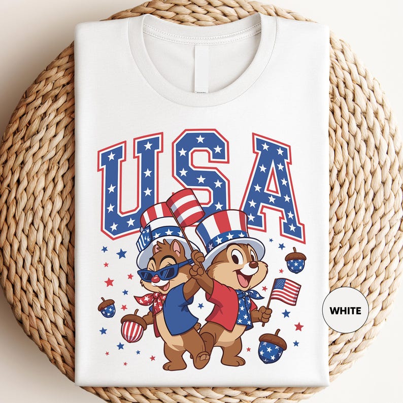 a white t - shirt with a picture of two bears on it