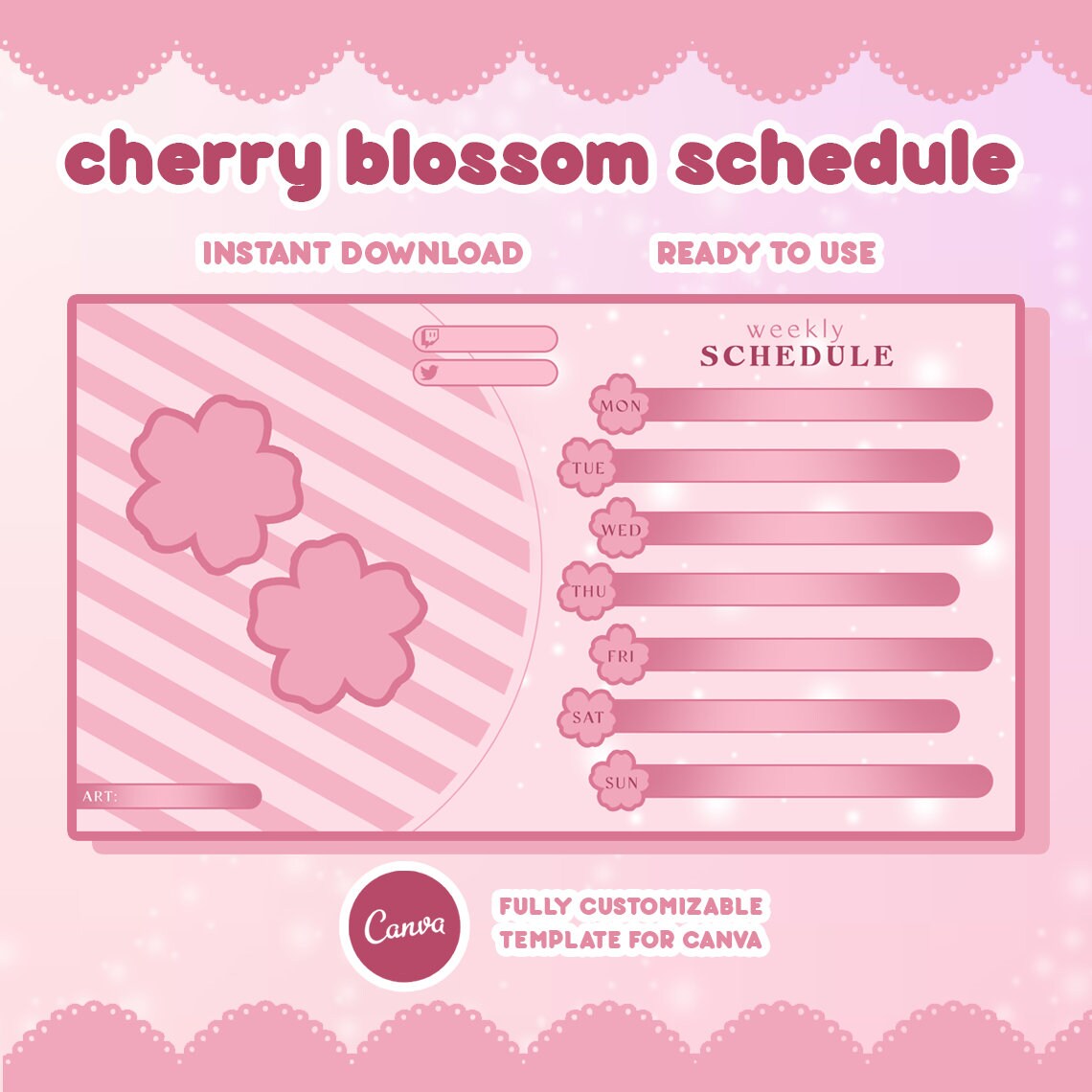 Pink Cherry Blossom Stream Schedule Template: Canva Template for ...
