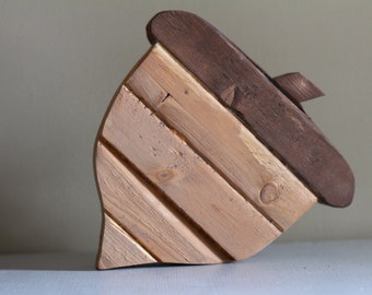 Handmade Chunky Wooden Acorn: Rustic Fall Decor