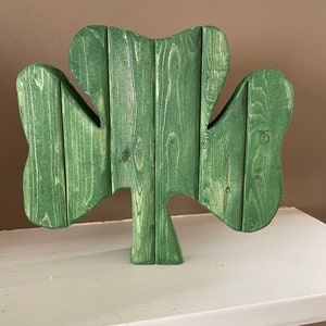 Large Wood Shamrock, Chunky Wooden Shamrock, Tiered Tray Shamrock, St. Patrick’s Day Shelf Sitter