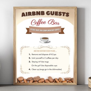 Welcoming Airbnb Coffee Bar Sign | Editable Printable Digital Download Template | Airbnb Kitchen Sign | For Homeowners and Airbnb/VRBO Hosts