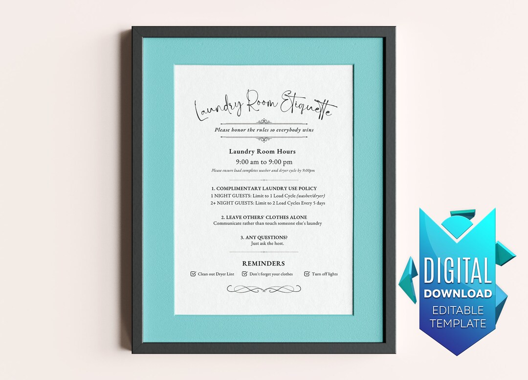 Customizable Laundry Room Sign | Digital Download Template W/ Editable ...