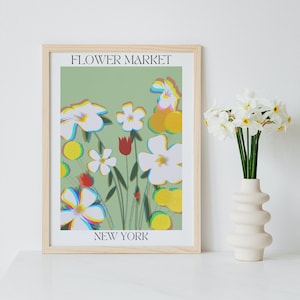 Flower Market Print, Floral Wall Art, Floral Posters, New York, Print, Digital Download Prints