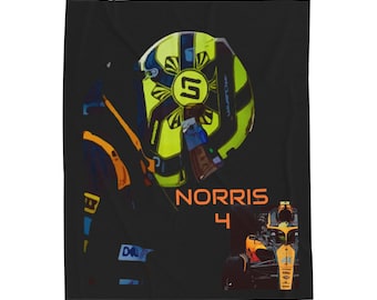 Lando Norris Mclaren F1 Racing Formula 1 Driver Gifts for him Gifts for her Motorsports Cozy Velveteen Plush Blanket