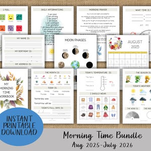 Morning Time Bundle | Morning Menu Workbook | Homeschool Printable | Preschool Resources | Circle Time Activities | Calendar & Weather Pages