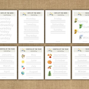 Days Months Seasons Tracing Bundle | Prewriting Practice Worksheets ...