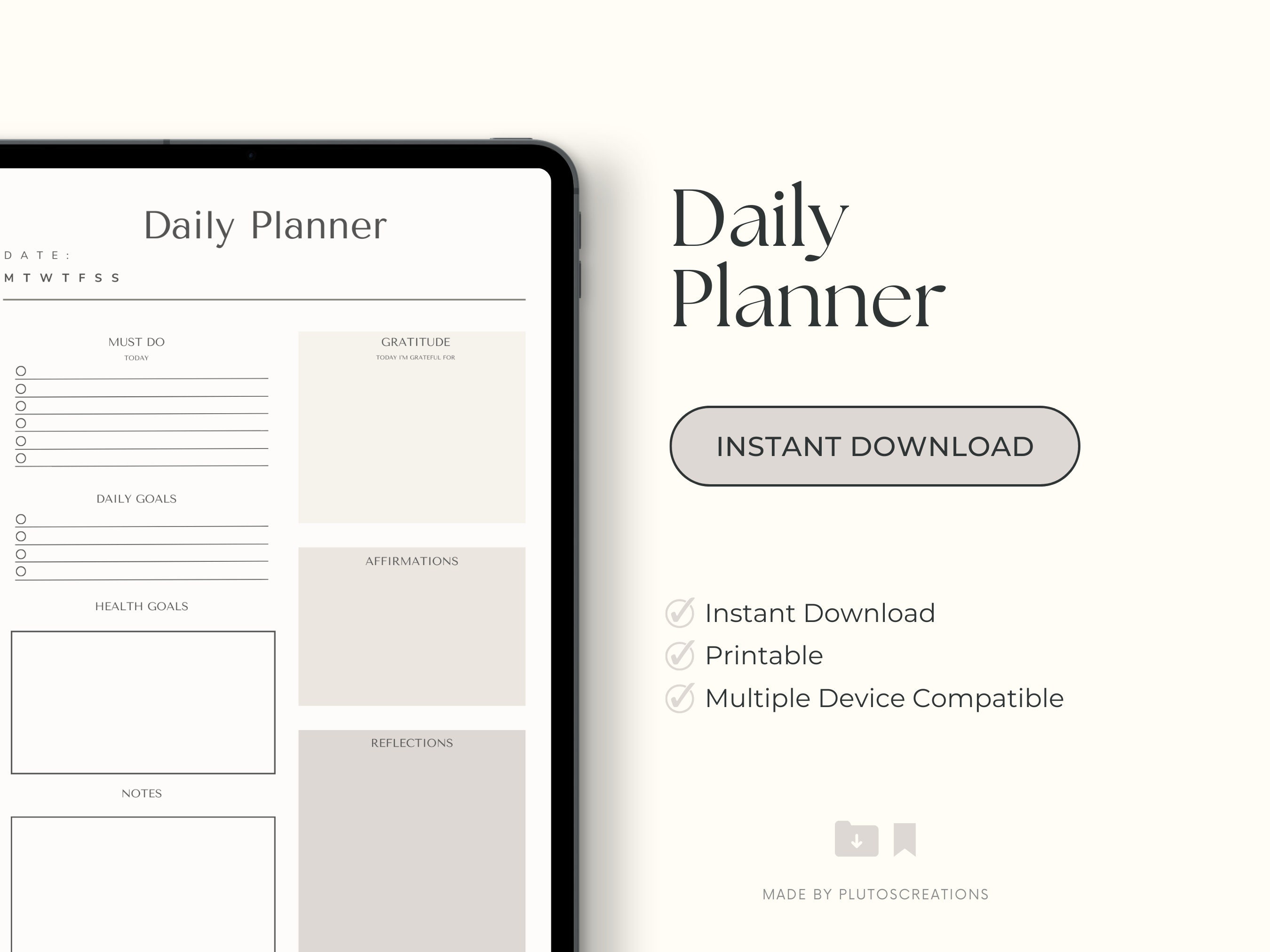 Daily Planner Bundle, Printable, Digital Planner, Weekly & Monthly ...