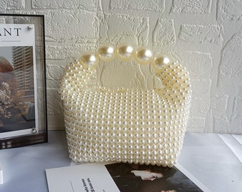 Women Evening Bag,beaded Clutches bags for wedding,Pearl Beaded Bag,Bridal Bag,Clutch for Party handbag,Bridal Purse,Birthday gift,White