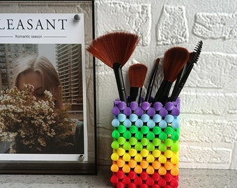 Personalized  Pen Pencil Holder,Crylic Makeup Brush Holder,Handmade Desk Organizer,Colorful Gift for Kids Girls