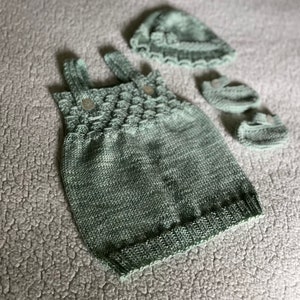 Hand-knit Dress, Hat, and Bootie Set