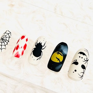 Halloween Press On Nails: Horror Spiderweb False Nails