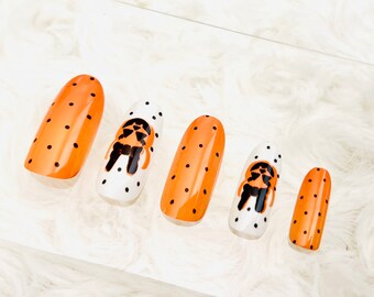 Halloween Cute Pumpkin Press On Nails| Luxury False Nails| Waterproof Removable Nail | Nail Patches | Fake Nails