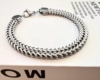 Mens Chunky Stainless Steel Cuban Link Bracelet