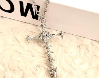 Stainless Steel Vertebrae Cross Necklace - Gothic Bone Jewelry - Etsy