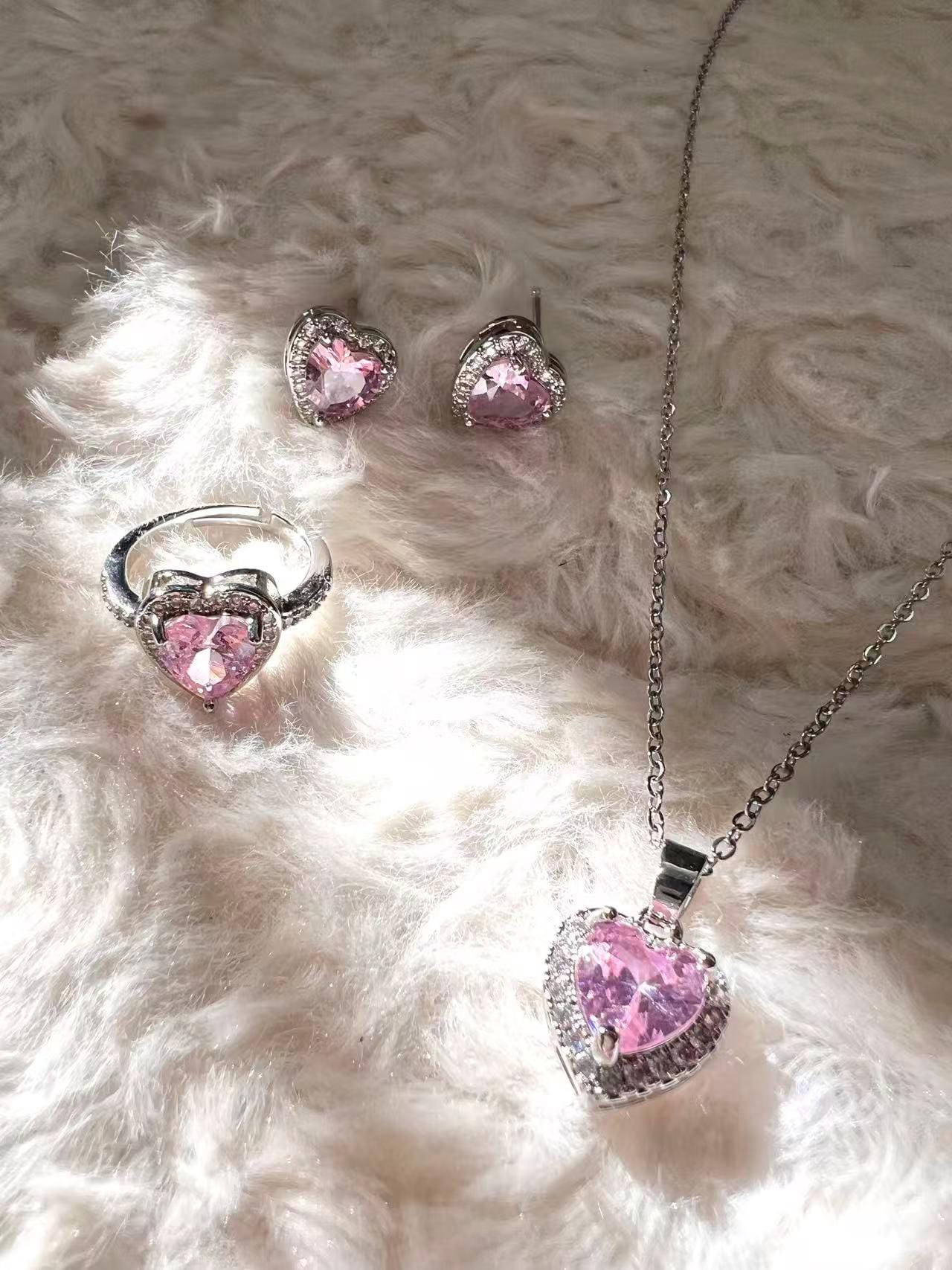pandora heart necklace and earrings