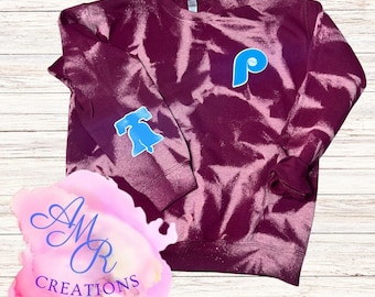 Phillies vinröd tye dye med ljusblått