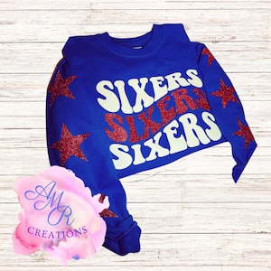 Sixers basketball sparkle crewneck