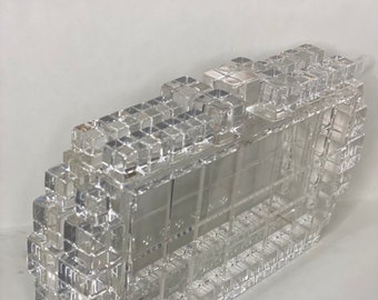 Transparent acrylic clutch bag,Clear & Transparent Acrylic Clutch Bag, Transparent Square Bead Bag, Bridal Clutch - Accessories