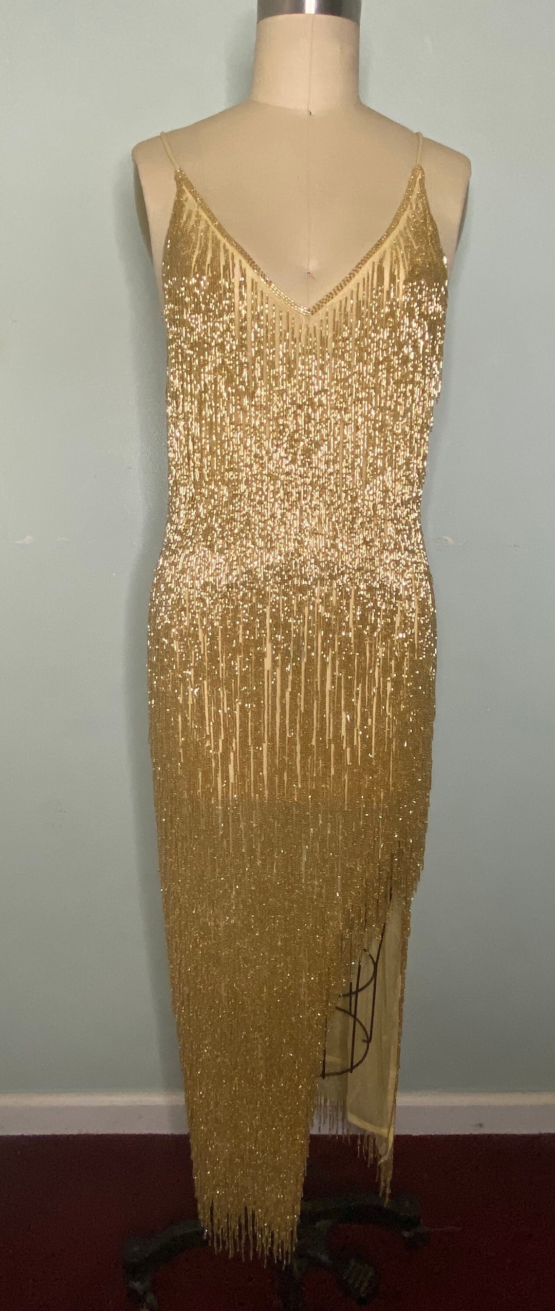BEADED MODEST FLOWY DRESS IN SILVER main image 1