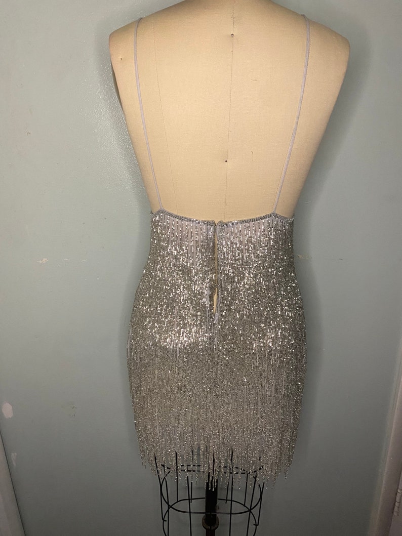 Hand Made Beaded Fringe Dress / Beaded Tassel Dress / Glitter Etsy