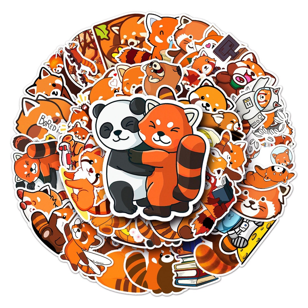 50pcs Red Panda Stickers Pack For Laptop Bicycle Tumbler Etsy
