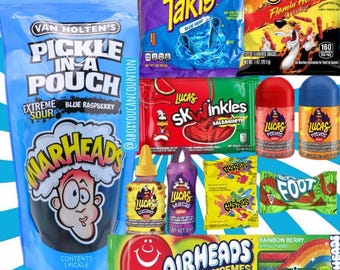 Blue Raspberry Pickle Kit - New Food Crush TikTok Trending Chamoy Mexican Candy Package Chamoy with Extras Food Crush Blue Snack Kit
