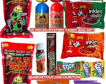 Chamoy Pickle Kit 2 Pack 2 Pickles- Ultimate Package with 3 Salsagheti Skwinkles 15 Pieces Original Alamo Candy Co Halloween Fall Lucas Mex