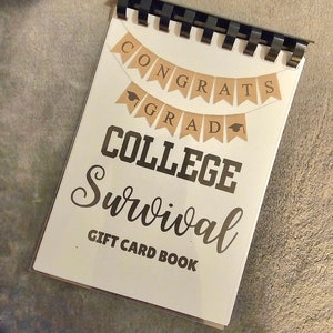 ¡Libro de tarjetas de regalo para sobrevivir en la universidad! ARCHIVO DIGITAL CANVA. Regalo de graduación. Escuela secundaria. Libro de tarjetas de regalo de cumpleaños. Dulces 16. 18. 21.