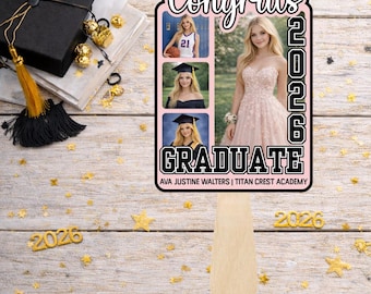 Editable Graduation Fan Template, Class of 2026 Photo Sign (Digital Download)