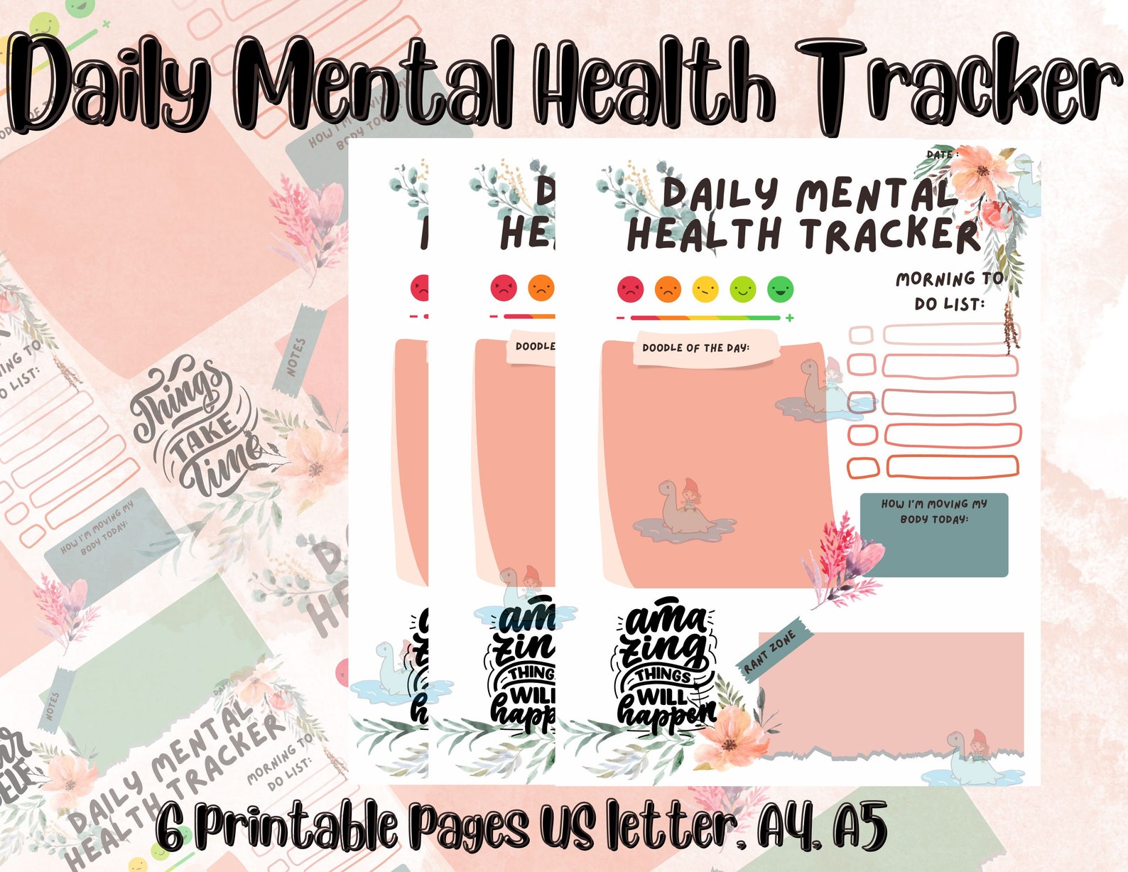 Daily Mental Health Tracker. Printable Mental Health Tracker. - Etsy