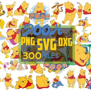 Winnie Pooh SVG, Winnie the Pooh PNG, Pooh SVG, Winnie Pooh retro, Pooh oso SVG, Tigger SVG, SVG en capas, Eeyore SVG, Pooh PNG, clipart