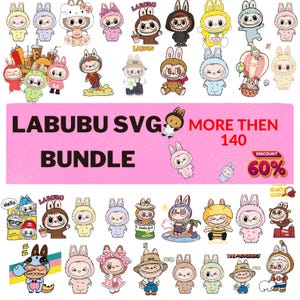 150 diseños de Labubu (SVG), Labubu (Png), Sublimación de Labubuu, Diseño de camisetas, Personajes de monstruos, Archivos de corte SVG, Descarga instantánea