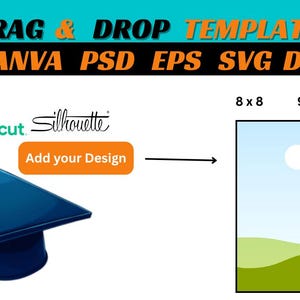 3 Size Graduation Cap Topper Template Canva Graduation Cap Topper Template Graduation Cap SVG Blank Graduation Cap Topper DIY Cap Topper SVG