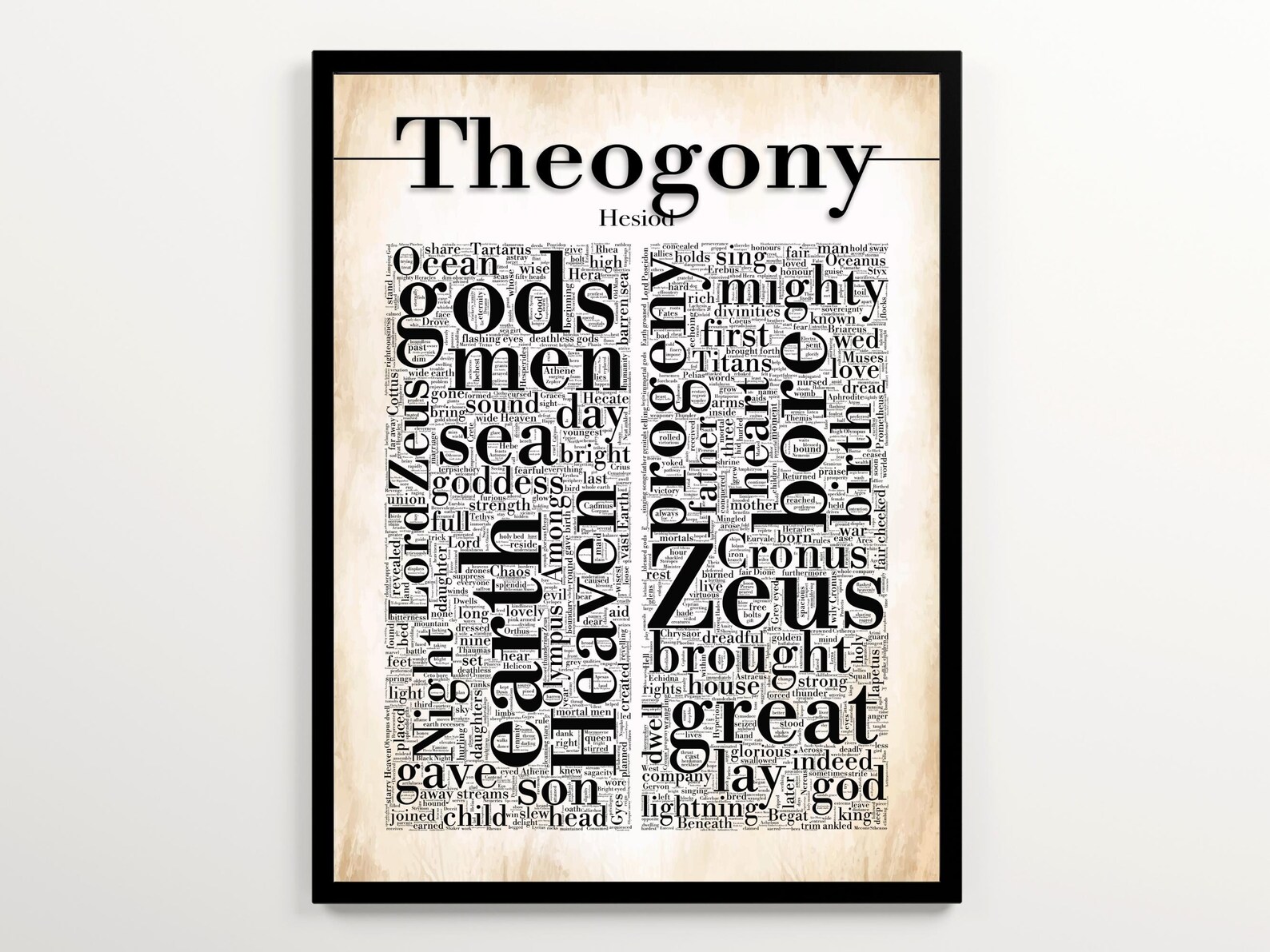 Theogony by Hesiod Printable Word Cloud Featuring 2000 Words of the ...