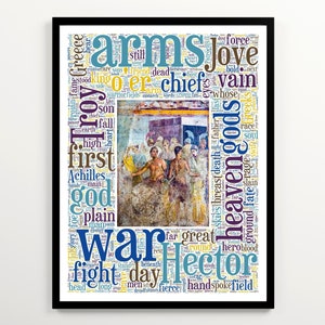 Homers Ilias Literarische Wortwolke, Ilias Art Printable, Klassenzimmer Poster, Trojanische Kriegshelden Poster, Achilles Poster, Griechische Mythologie Geschenk