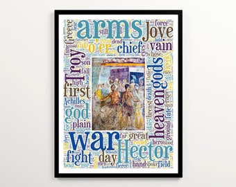 Homero's Iliad Literary Word Cloud, Iliad Art Printable, Classroom Poster, Trojan War Heroes Poster, Achilles Poster, Greek Mythology Gift