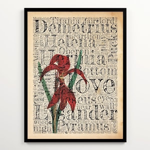 Ein Sommernachtstraum Vintage Word Cloud druckbare, William Shakespeare Play Poster