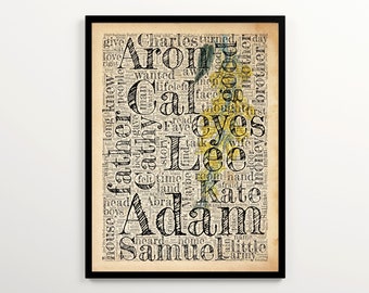 East of Eden Vintage Word Cloud Featuring 2000 Words of the Book, Instant Download