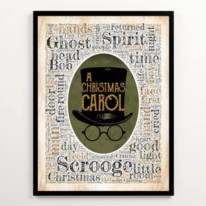 Charles Dickens' A Christmas Carol Word Cloud, Christmas Literature Gift, Christmas Home Decor, Christmas Gift for Dickens Fans