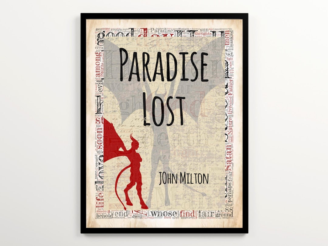John Milton Paradise Lost Book Cover Art With 2000 Words of the Book