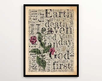 John Milton's PARADISE LOST Vintage Word Cloud Featuring 2000 Words of the Book